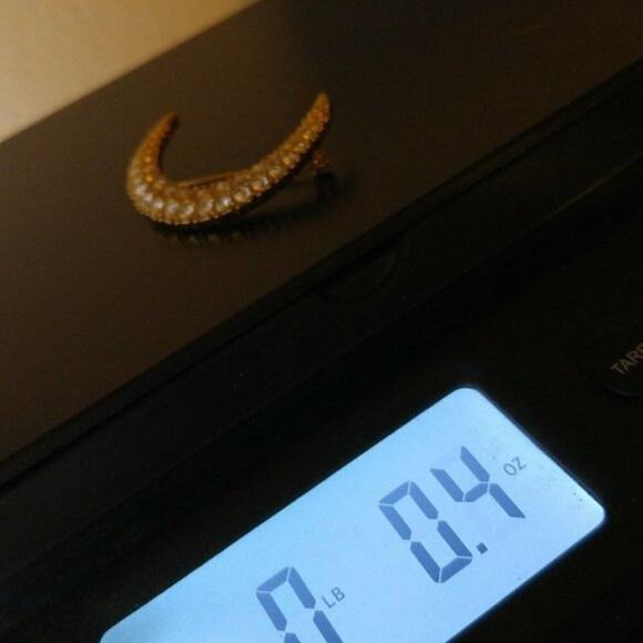 Crescent Moon Swarovski Signed Swan Logo Crystal Rhinestone Brooch, 1 3/4 Inches - Picture 9 of 9